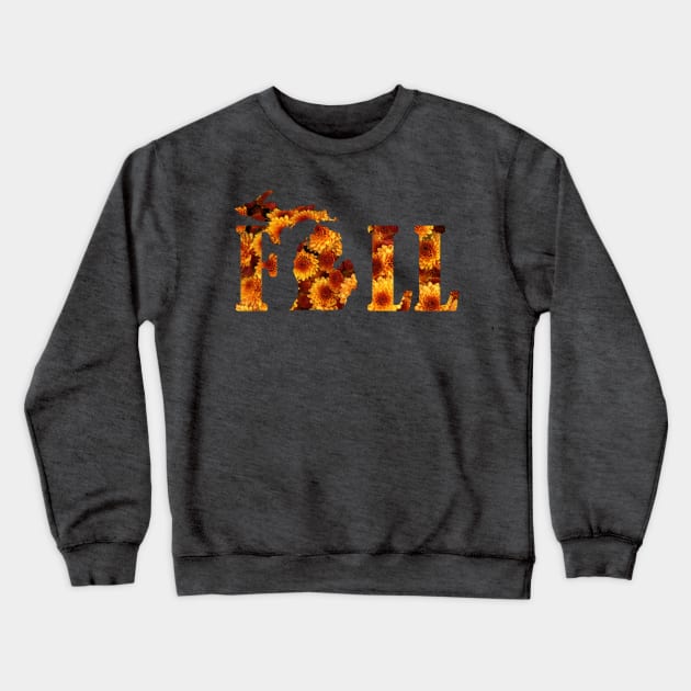 Michigan Fall Silhouette with Mums Flowers Crewneck Sweatshirt by 4Craig